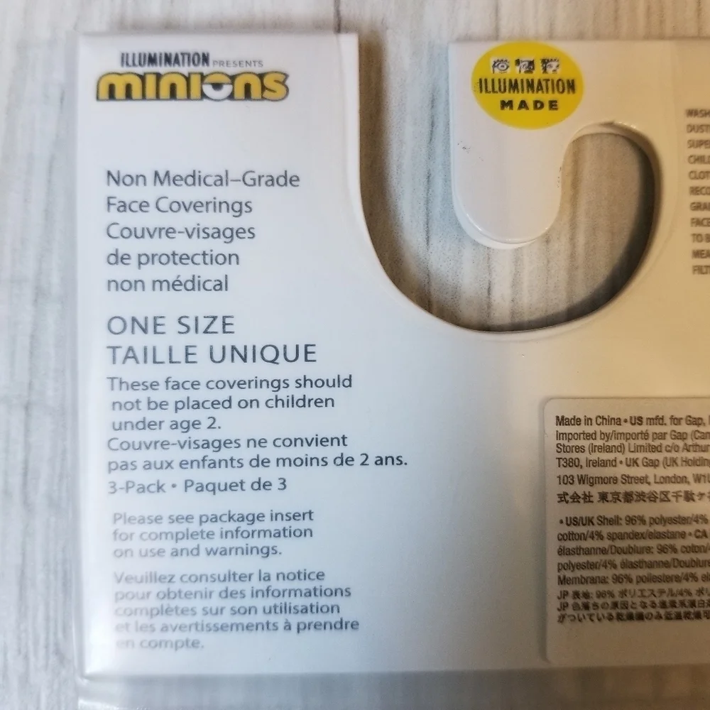 Kids Minions Face Mask (3 pack) NWT